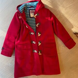 Mini Boden red wool toggle coat girls 11-12